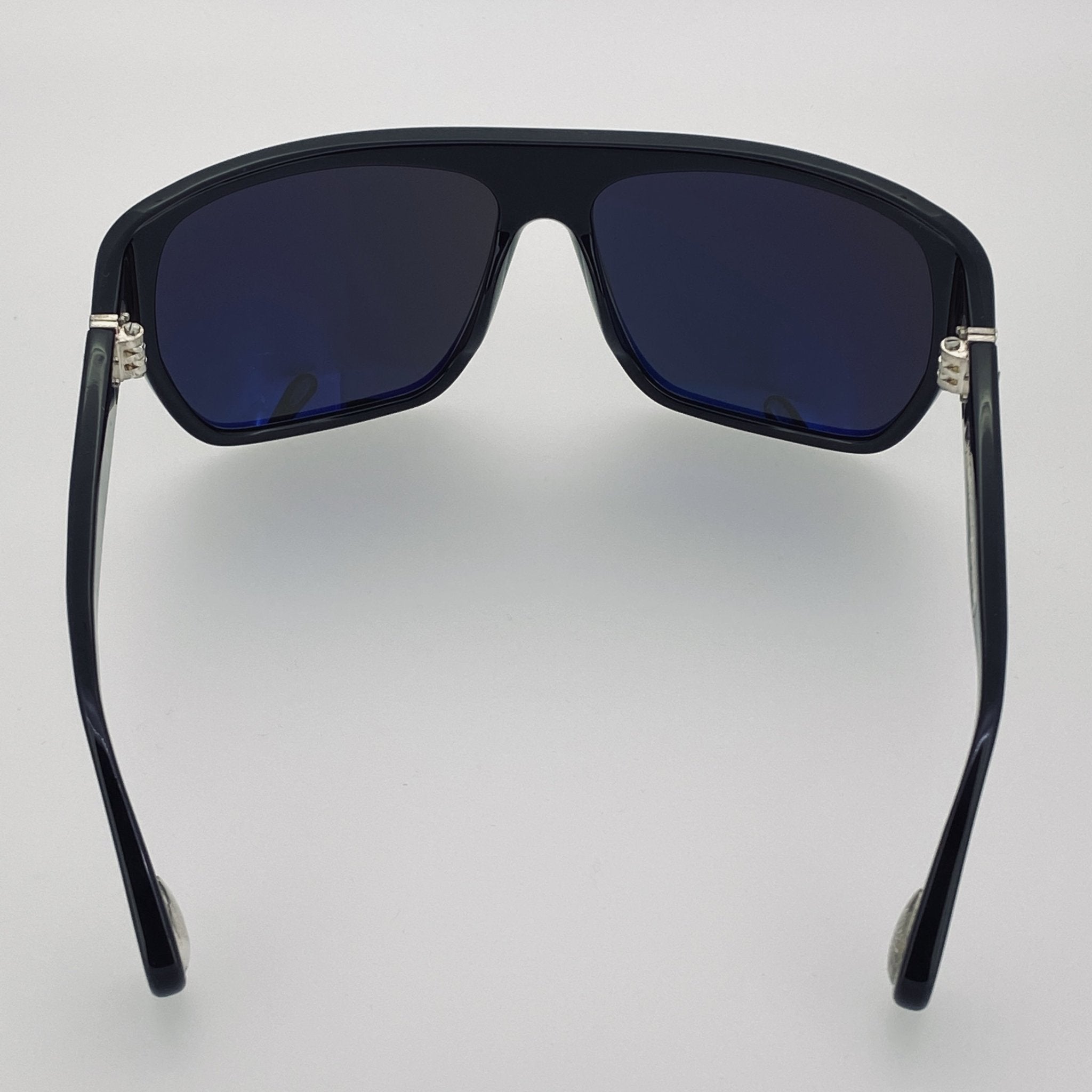 Ann Demeulemeester Sunglasses Oversized Black with Silver Tips and Grey