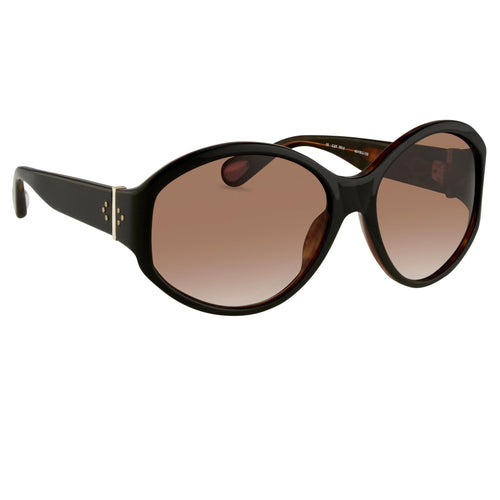 Ann Demeulemeester Ladies Sunglasses Oversized Black and Brown