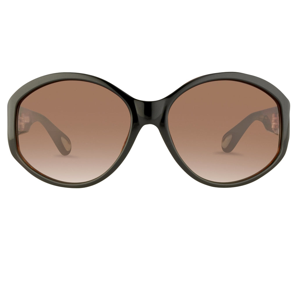 Ann Demeulemeester Ladies Sunglasses Oversized Black and Brown