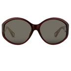 Ann Demeulemeester Ladies Sunglasses Oversized Bordeaux Red and Blue