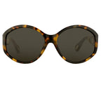 Ann Demeulemeester Ladies Sunglasses Oversized Tortoise Shell and Grey