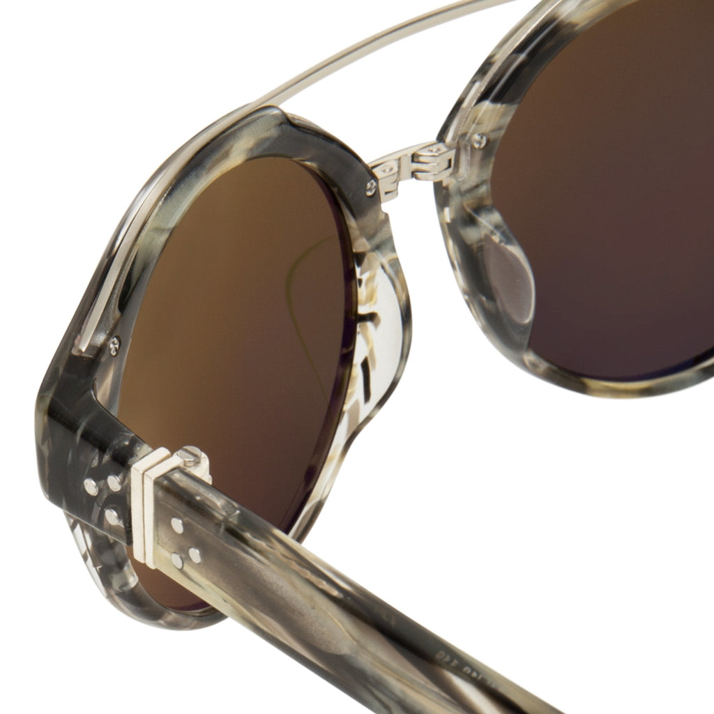 Ann Demeulemeester Ladies Sunglasses Round Hornet and Green