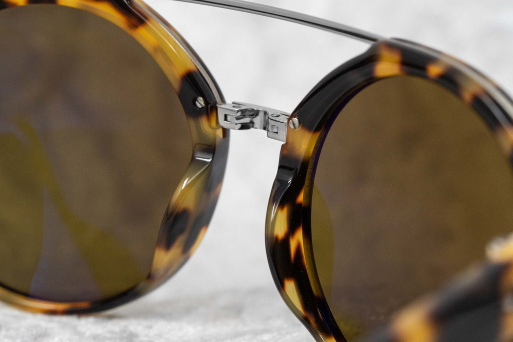 Ann Demeulemeester Sunglasses Round Tortoise Shell Titanium with Brown