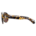 Ann Demeulemeester Sunglasses Round Tortoise Shell Titanium with Brown