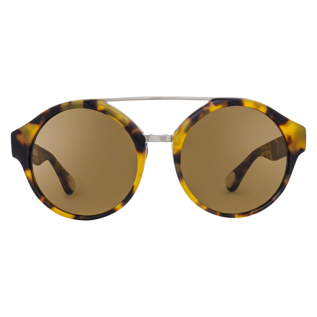 Ann Demeulemeester Sunglasses Round Tortoise Shell Titanium with Brown