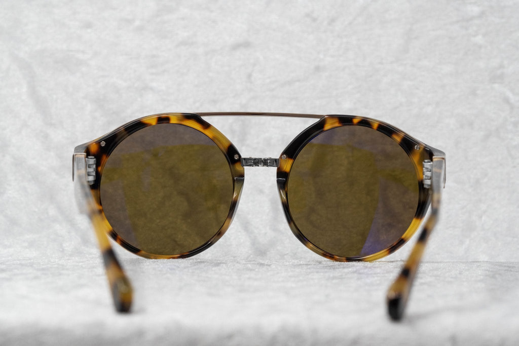Ann Demeulemeester Sunglasses Round Tortoise Shell Titanium with Brown