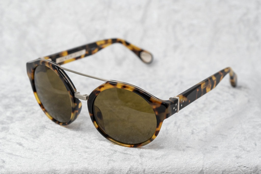 Ann Demeulemeester Sunglasses Round Tortoise Shell Titanium with Brown