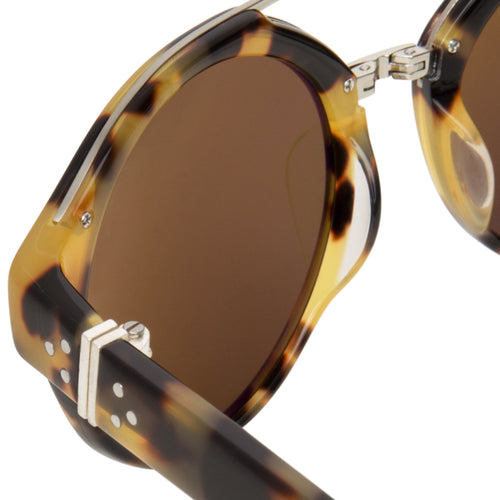 Ann Demeulemeester Sunglasses Round Tortoise Shell Titanium with Brown