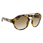 Ann Demeulemeester Sunglasses Round Tortoise Shell Titanium with Brown