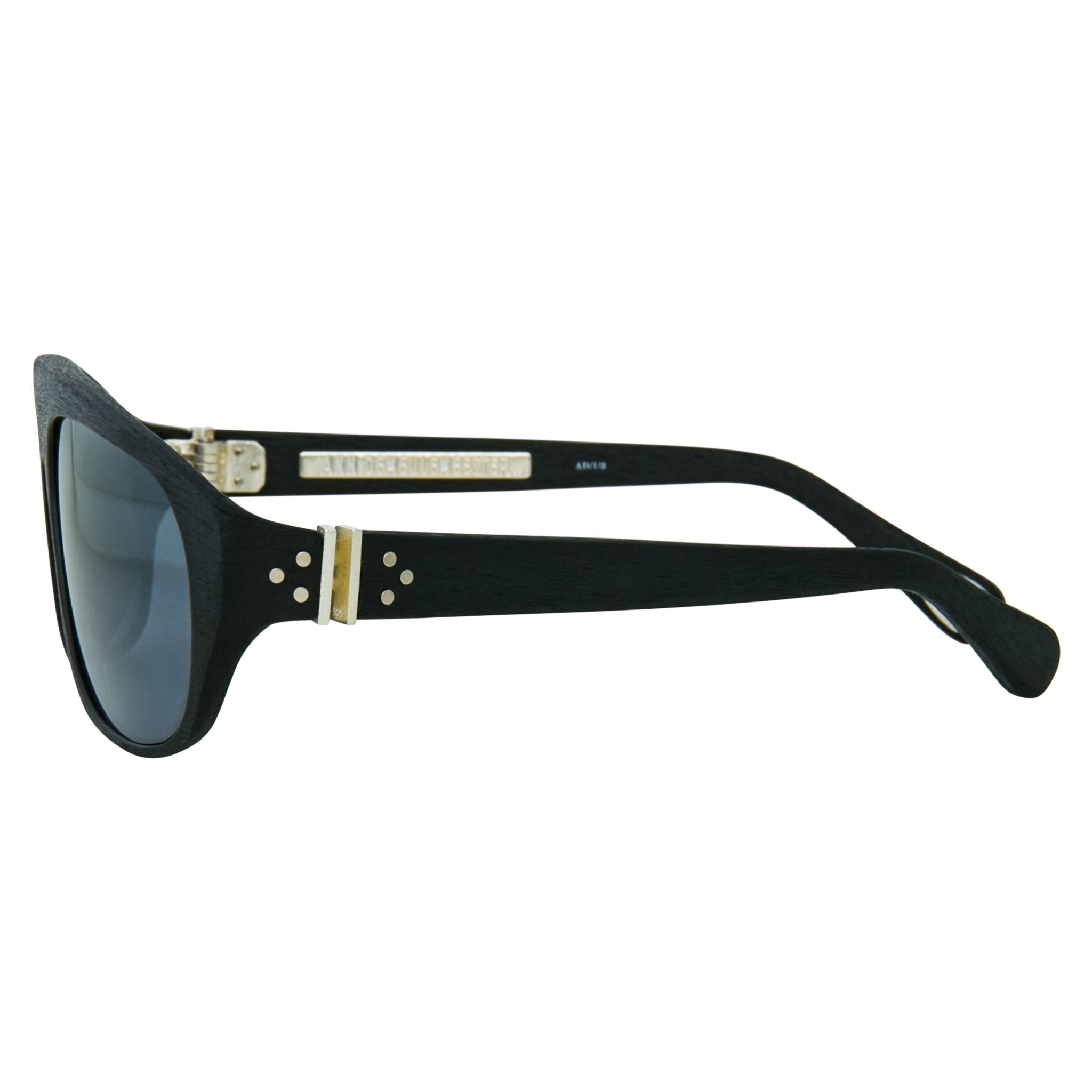 Ann Demeulemeester Men's Sunglasses Flat Top Black and Grey Mirror