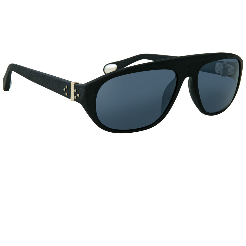 Ann Demeulemeester Men's Sunglasses Flat Top Black and Grey Mirror