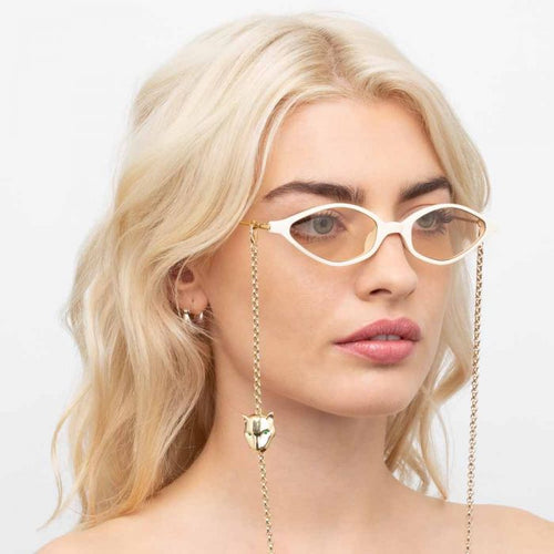 Alessandra Rich x Linda Farrow Cream Gold Women's Sunglasses