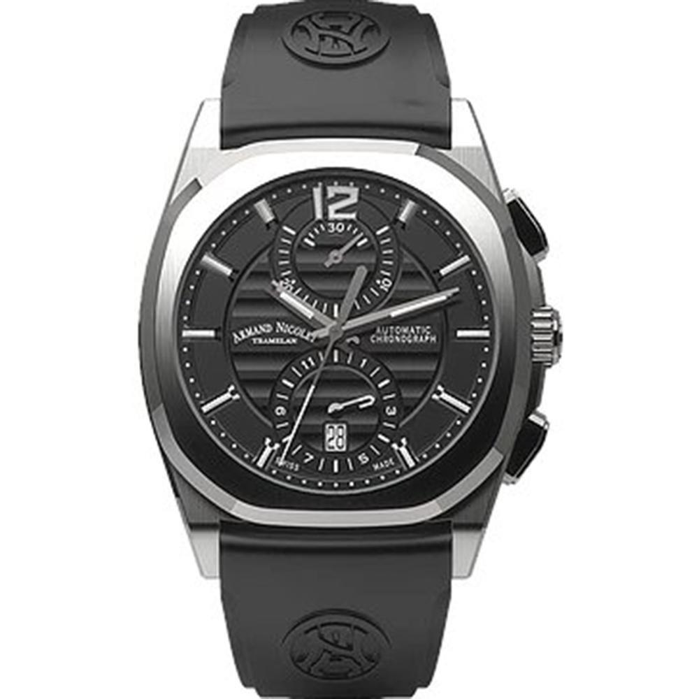 Armand Nicolet Men's Chronograph Watch J09-3 Black Rubber Black
