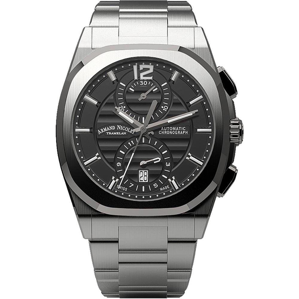 Armand Nicolet Men's Chronograph Watch J09-3 Stainless Steel Black