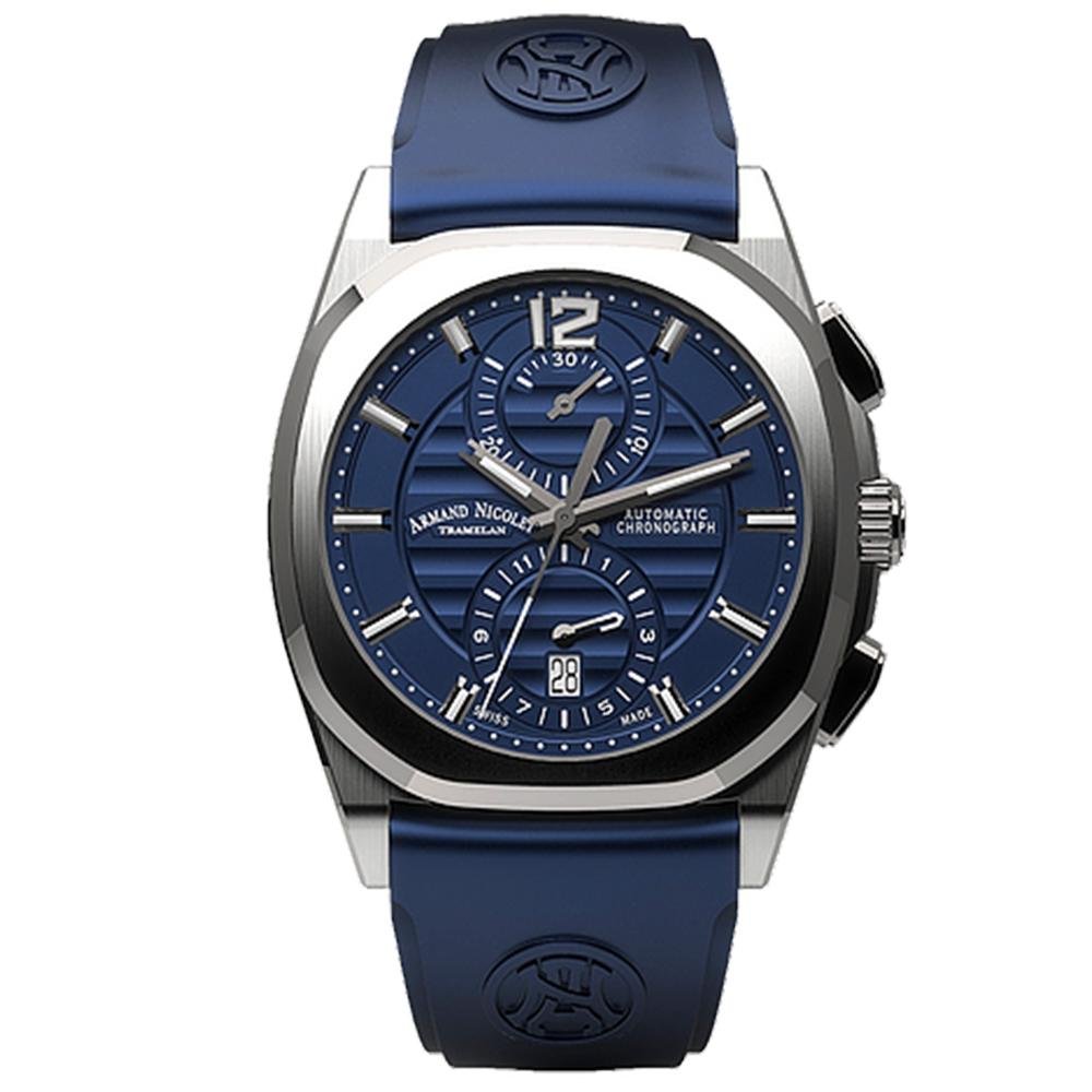 Armand Nicolet Men's Chronograph Watch J09-3 Blue Rubber