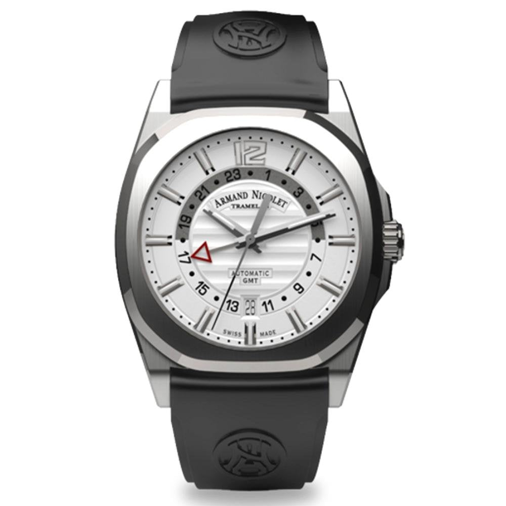 Armand Nicolet Men's GMT Watch J09-3 Black Rubber