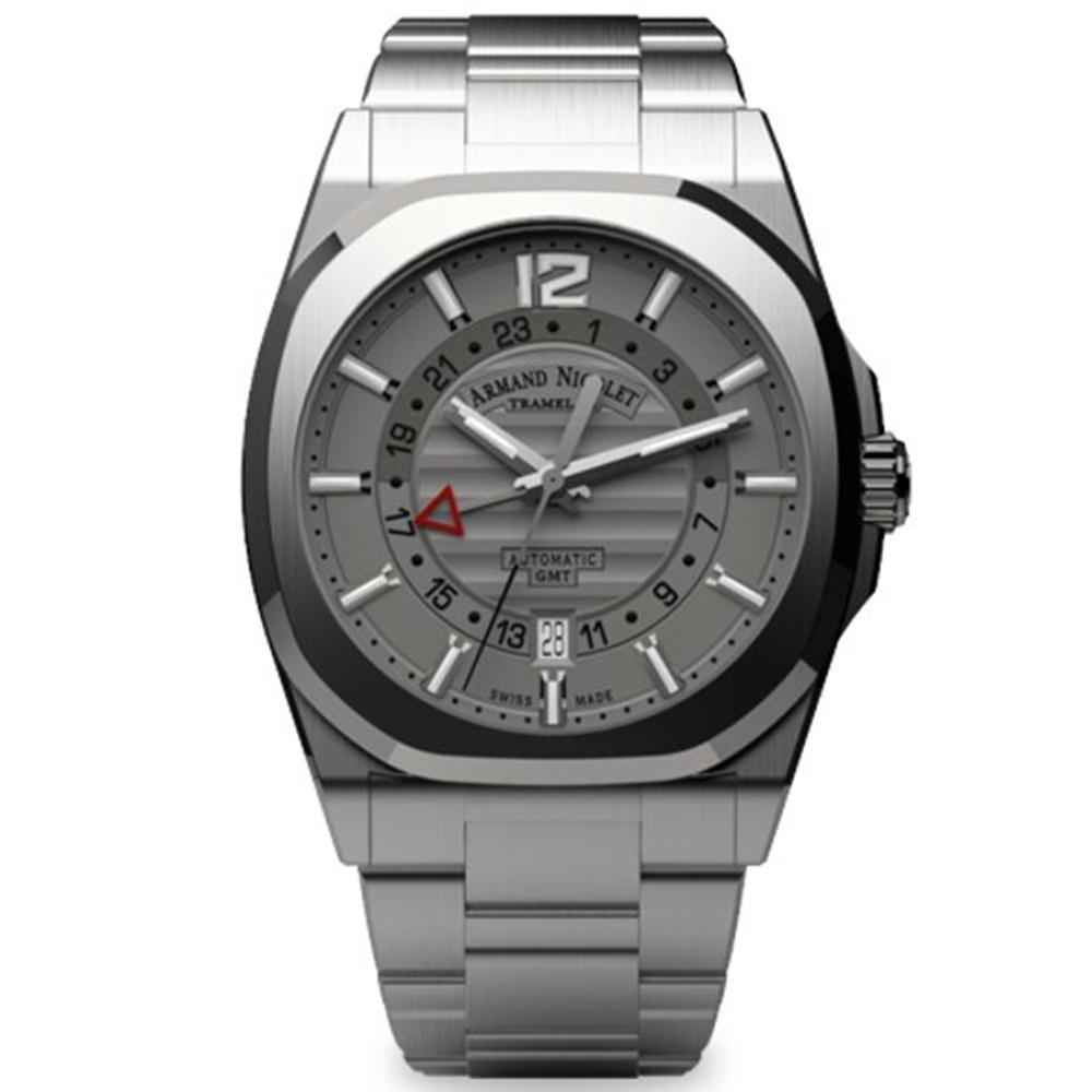 Armand Nicolet Men's GMT Watch J09-3 Grey Stainless Steel