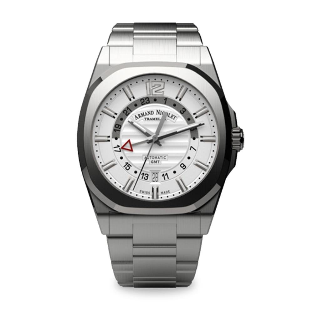 Armand Nicolet Men's GMT Watch J09-3 White Stainless Steel