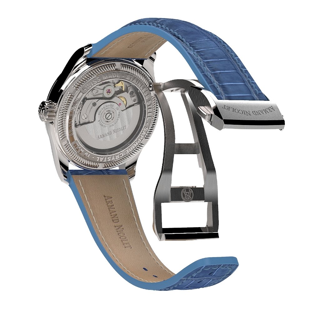 Armand Nicolet Ladies Watch M03-3 Blue Leather Diamond