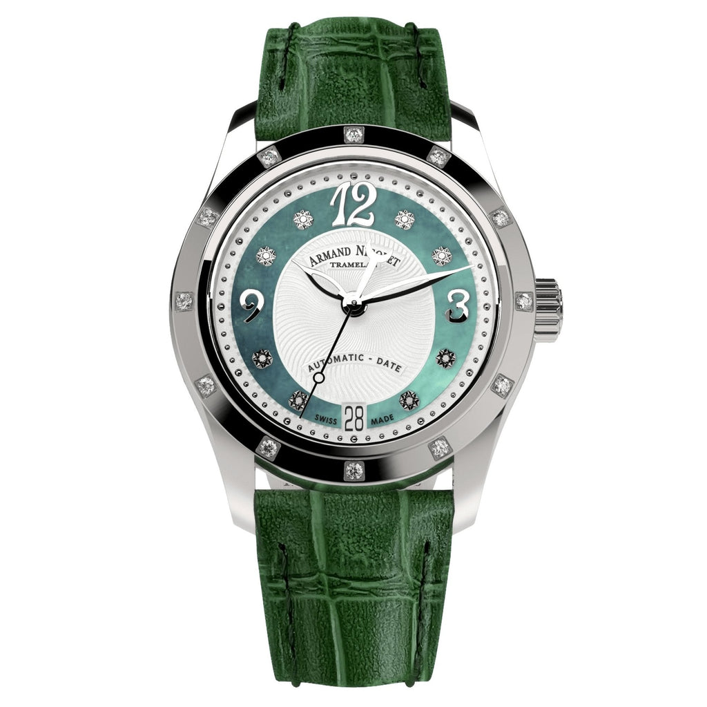 Armand Nicolet Ladies Watch M03-3 Green Leather Diamond
