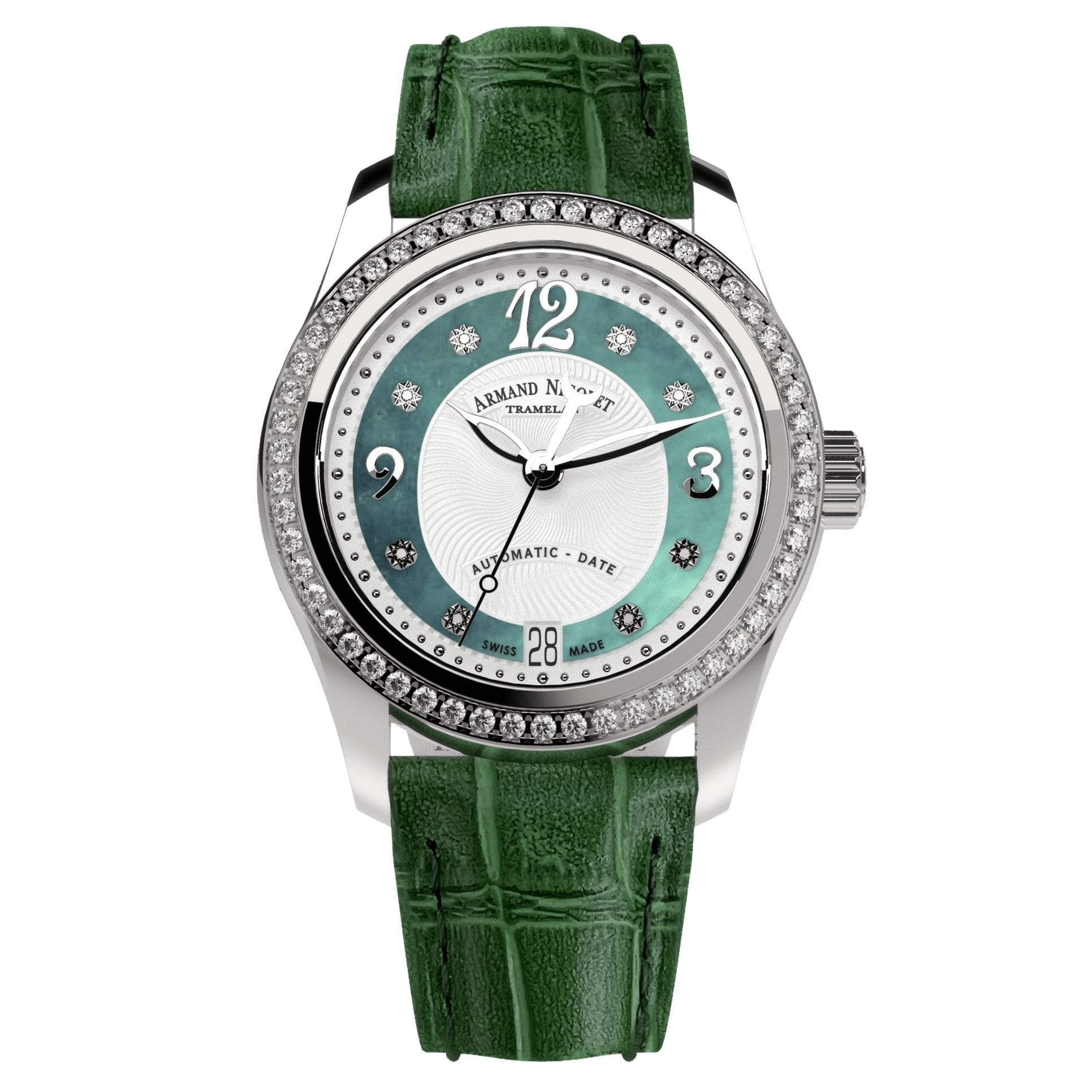 Armand Nicolet Ladies Watch M03-3 Green Leather Diamond