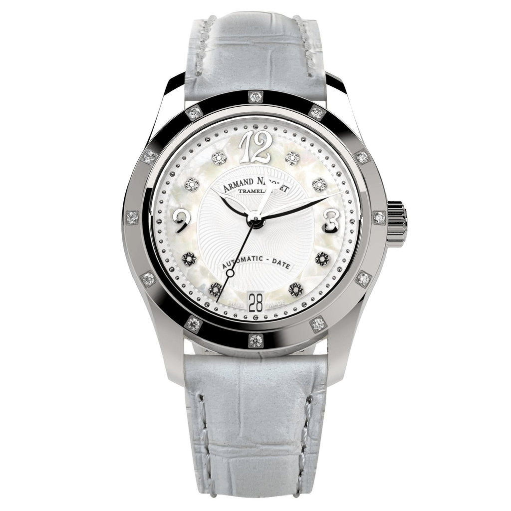 Armand Nicolet Ladies Watch M03-3 White Leather Diamond