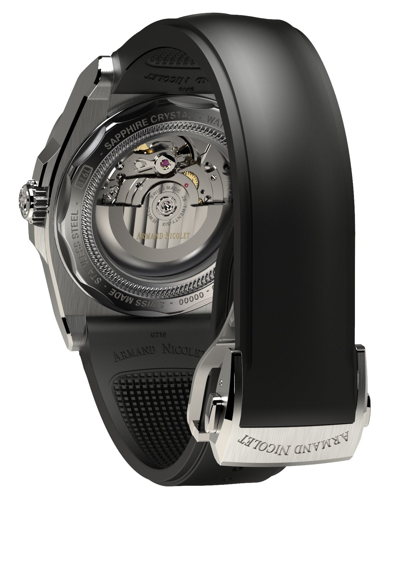 Armand Nicolet Men's Watch J09-3 Silver Rubber