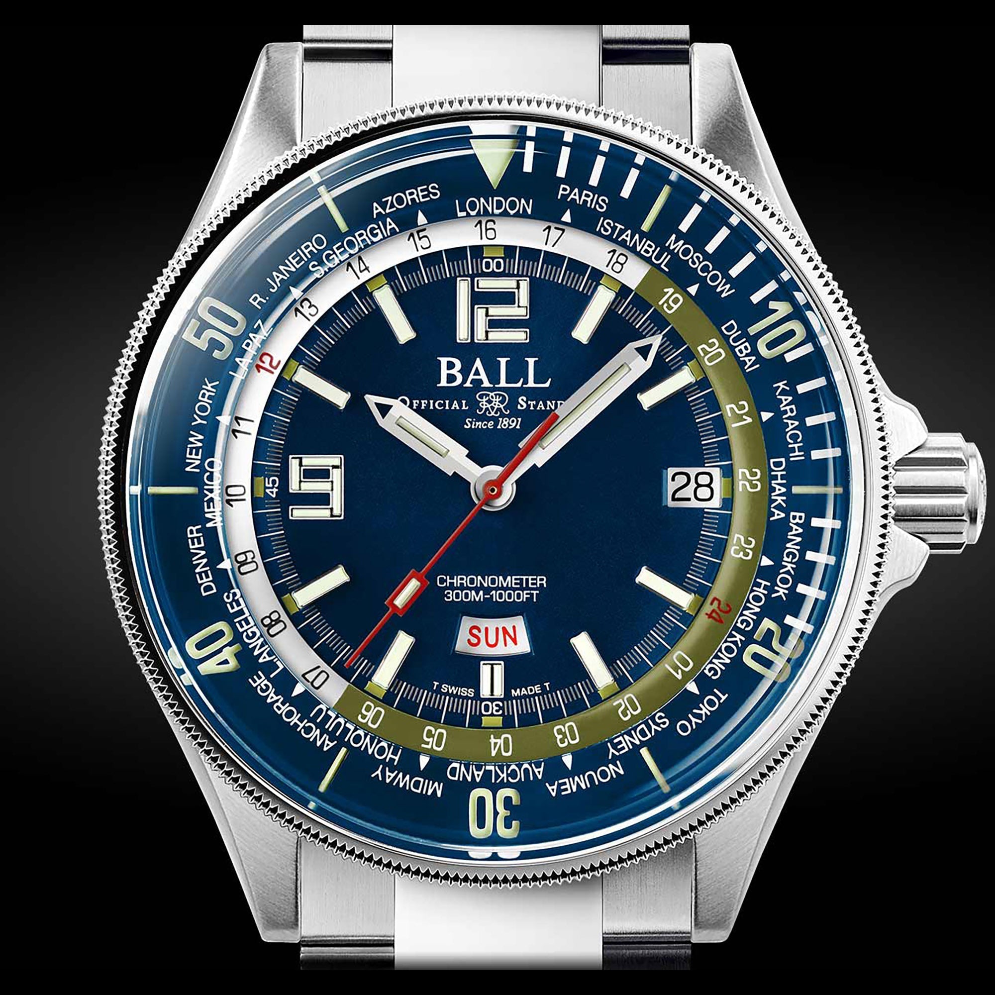 Ball Engineer Master II Diver Worldtime Men's Blue Watch