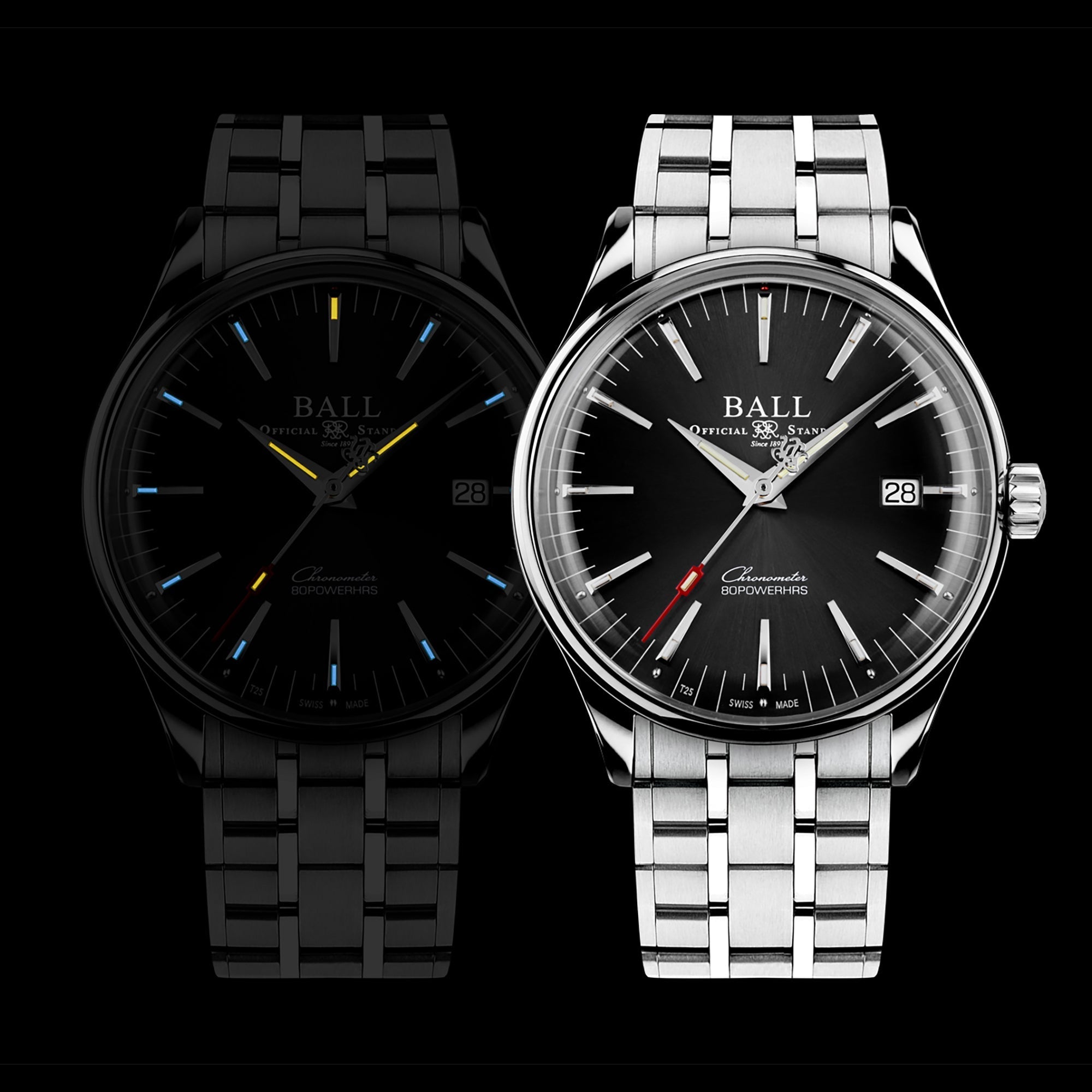 Ball Trainmaster Manufacture 80 Hours Men's Black Watch