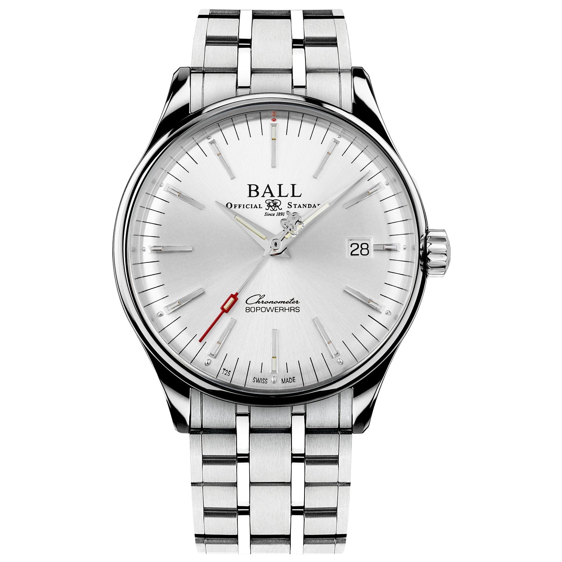 Ball Trainmaster Manufacture 80 Hours Men's Silver Watch