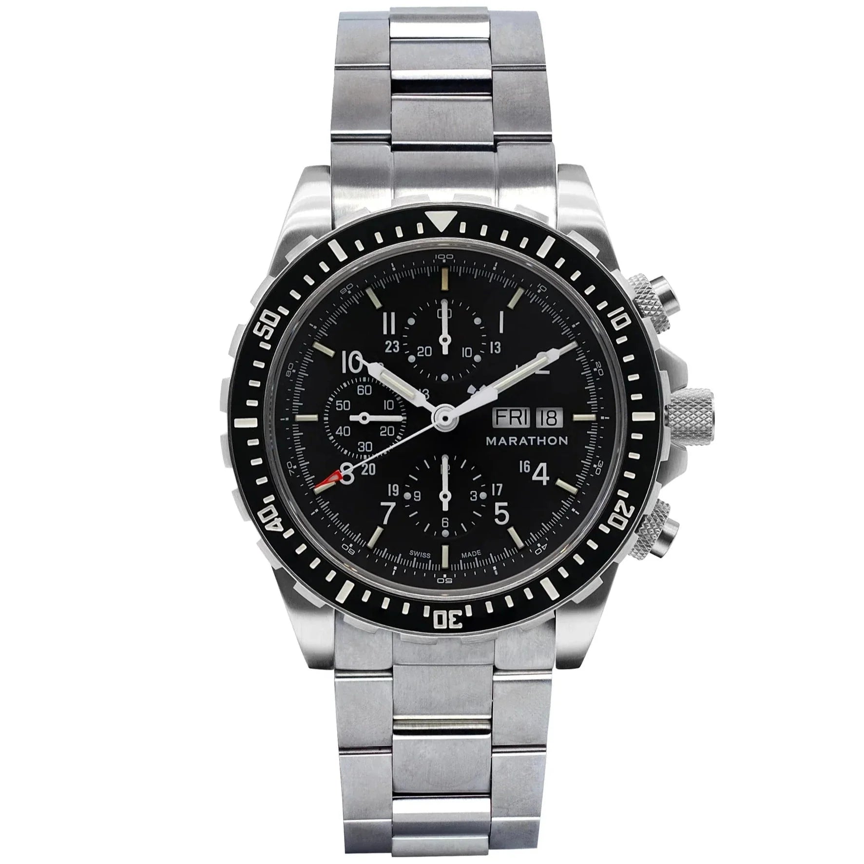 Marathon Jumbo Diver/Pilot's Automatic Chronograph (CSAR) - 46mm US Government Markings Stainless Steel WW194014BRACE