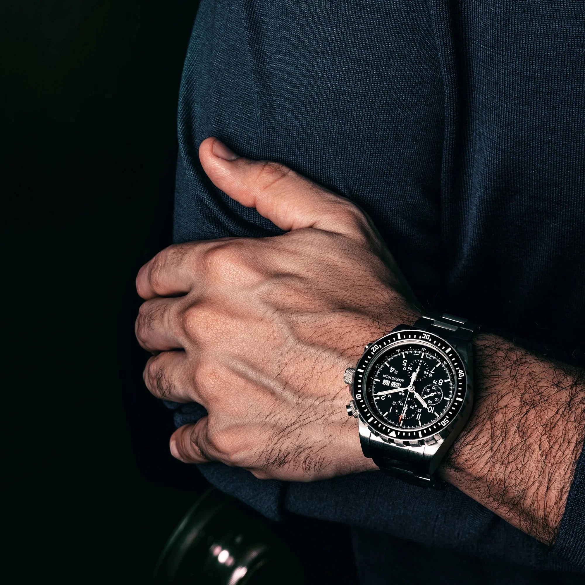 Marathon Jumbo Diver/Pilot's Automatic Chronograph (CSAR) - 46mm US Government Markings Stainless Steel WW194014BRACE