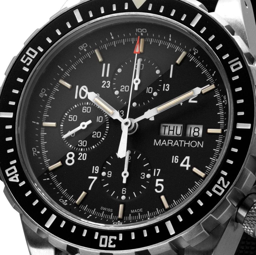 Marathon Jumbo Diver/Pilot's Automatic Chronograph (CSAR) - 46mm US Government Markings Stainless Steel WW194014BRACE