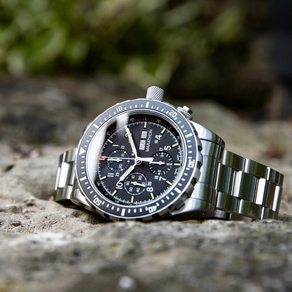 Marathon Jumbo Diver/Pilot's Automatic Chronograph (CSAR) - 46mm US Government Markings Stainless Steel WW194014BRACE