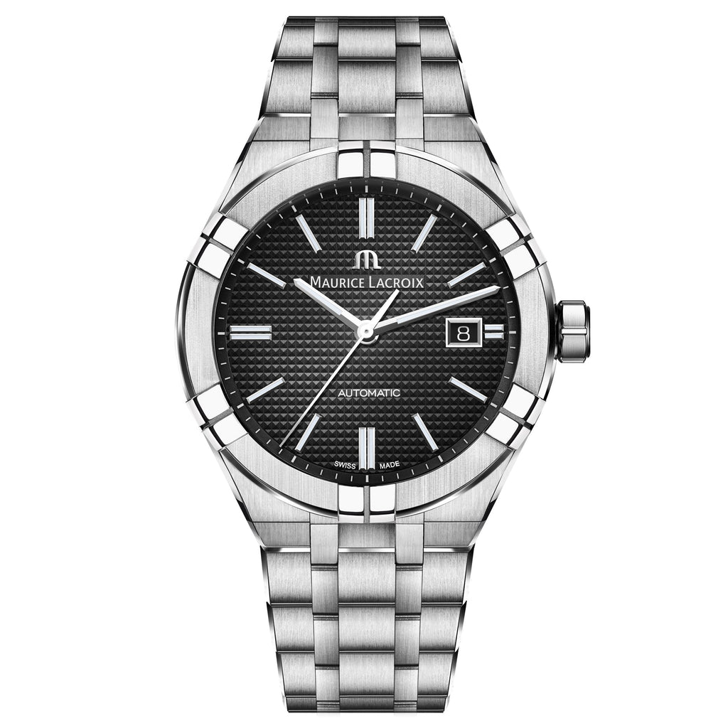 Maurice Lacroix Men's Black Aikon Automatic Stainless Steel Watch AI6008-SS002-330-1