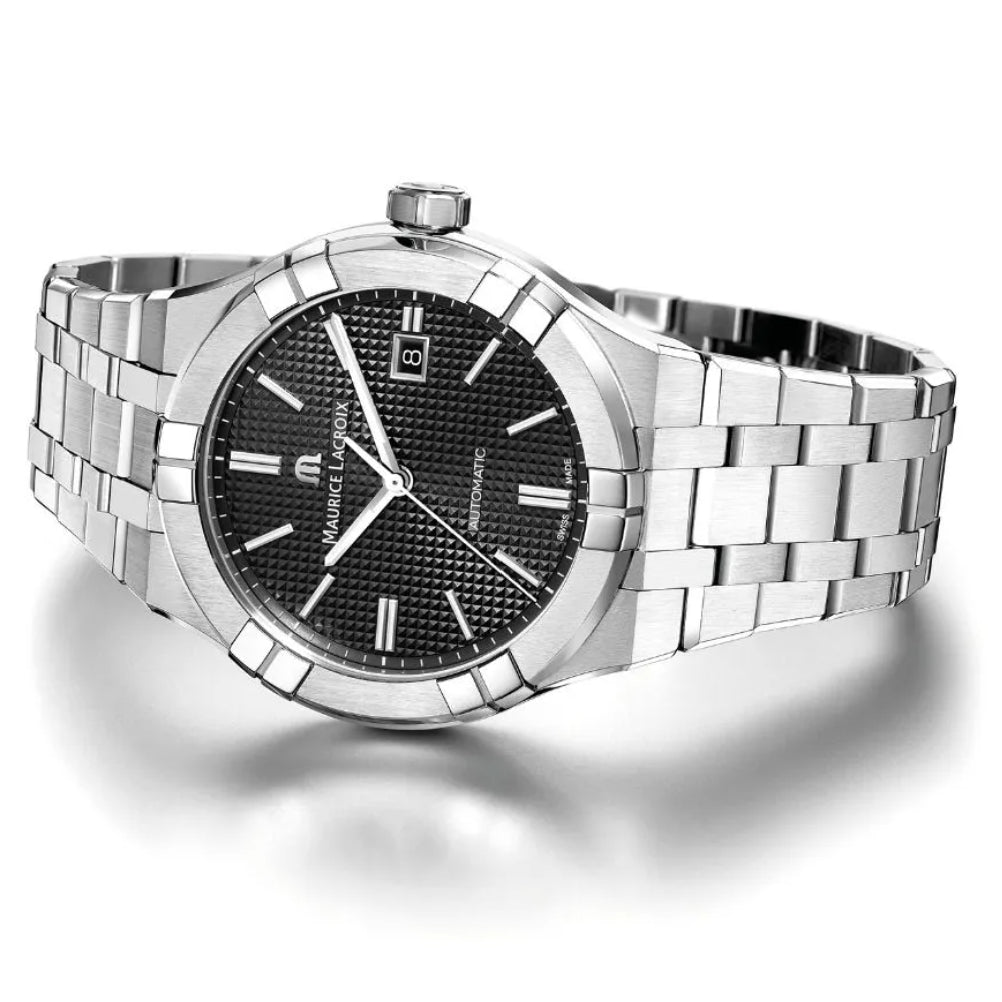 Maurice Lacroix Men's Black Aikon Automatic Stainless Steel Watch AI6008-SS002-330-1