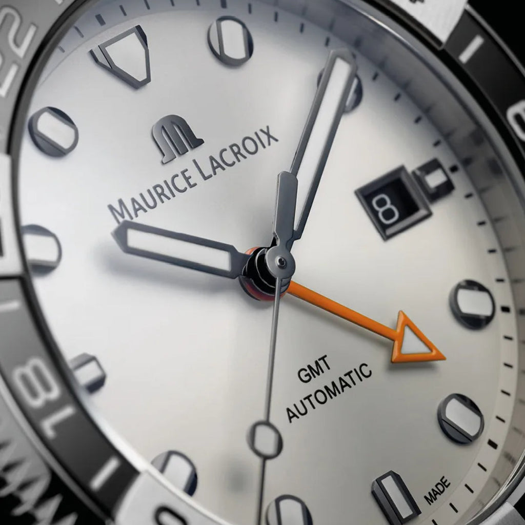 Maurice Lacroix Men's White Aikon Venturer GMT Stainless Steel Watch AI6158-SS002-130-1
