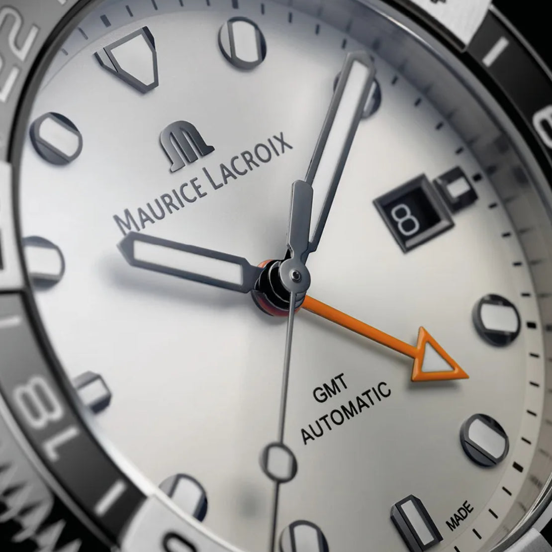 Maurice Lacroix Men's White Aikon Venturer GMT Stainless Steel Watch AI6158-SS002-130-1