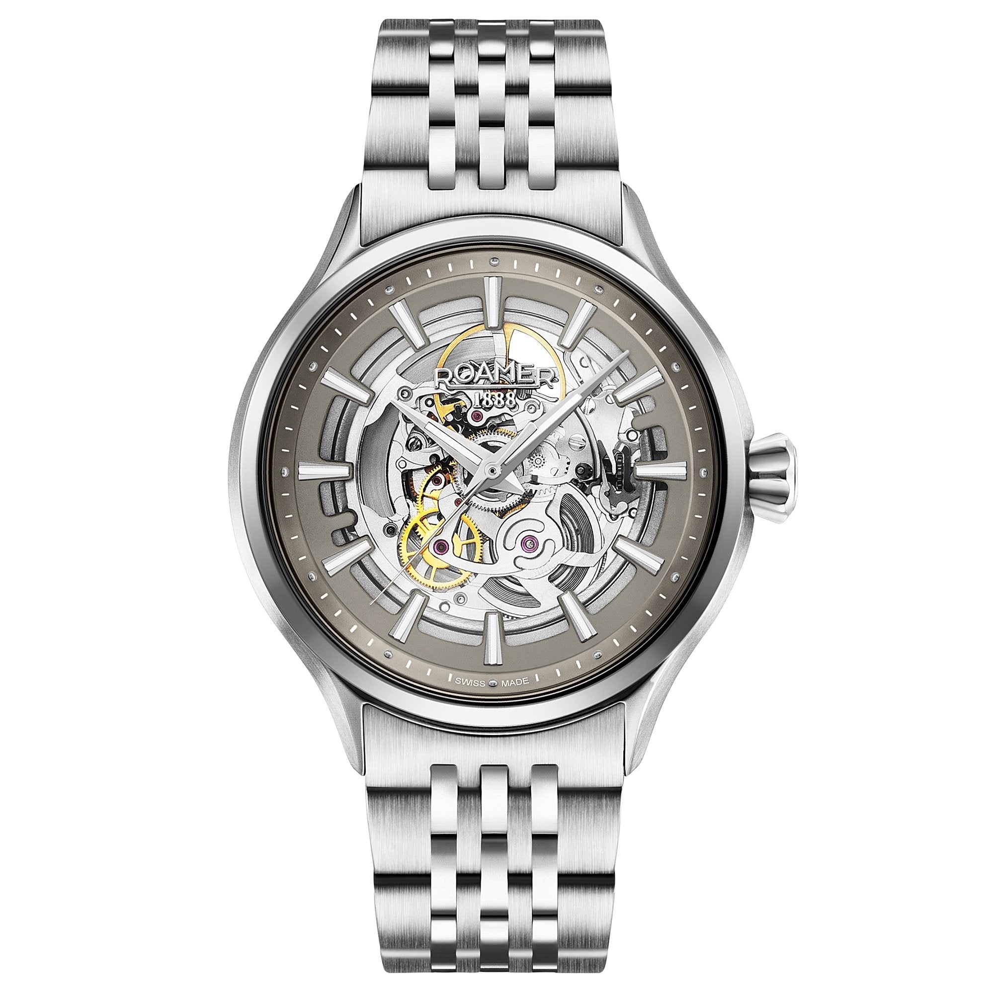 Roamer Men's White Competence Skeleton III Mechanical Watch