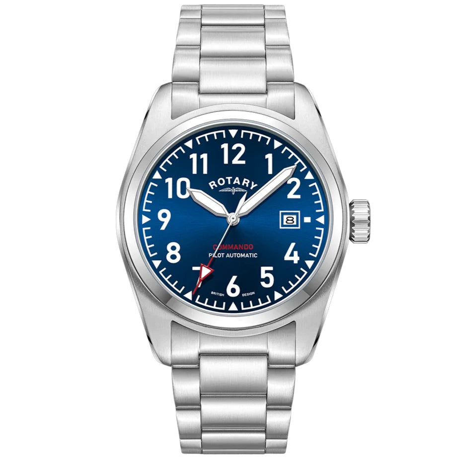 Rotary Commando Pilot Auto Men's Steel Blue Watch