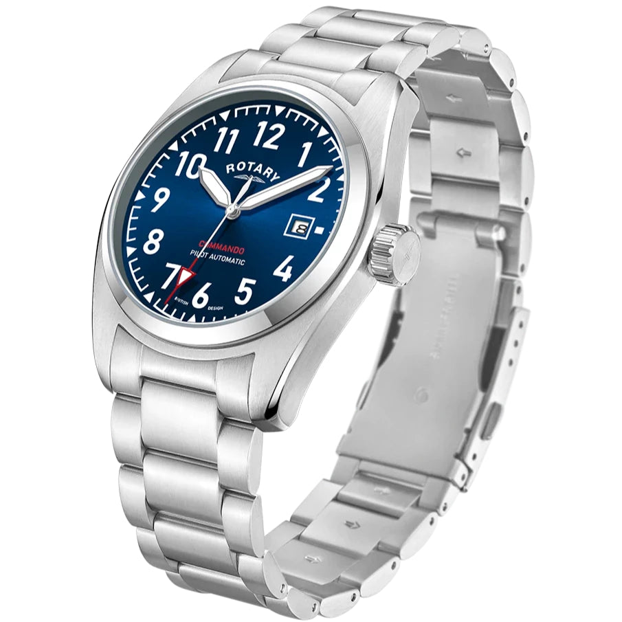Rotary Commando Pilot Auto Men's Steel Blue Watch
