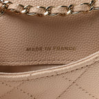 Caviar Quilted Mini Chain Belt Bag Light Beige