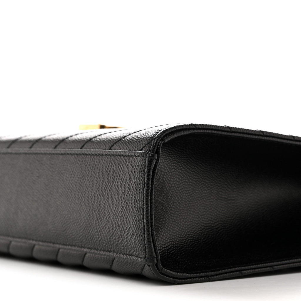 Grain De Poudre Matelasse Chevron Large Monogram Satchel Black
