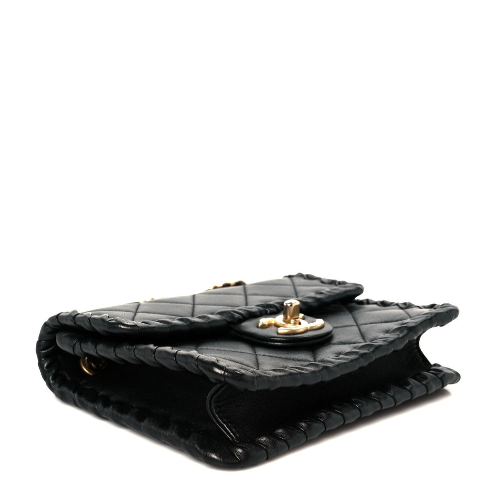 Calfskin Braided Mini My Own Frame Flap Black