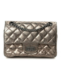 Aged Calfskin Quilted 2.55 Reissue Mini Flap Dark Silver