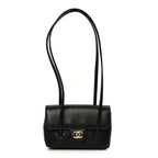 Shiny Caviar Mini Preppy Coco Shoulder Bag Black