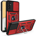 Kickstand Ring Holder With Slide Camera Cover Tpu Magnetic Car Mount For Galaxy A13 5G/A04S In Red