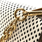 Vitello Liberty Glossy Lambskin F is Fendi Perforated Kan U Shoulder Bag White Ice Rust Maya
