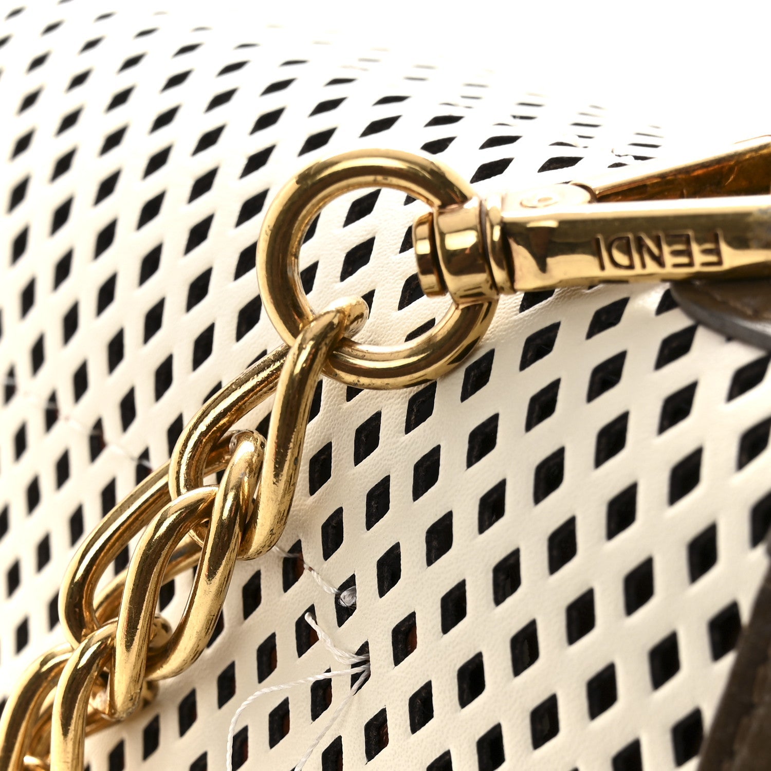 Vitello Liberty Glossy Lambskin F is Fendi Perforated Kan U Shoulder Bag White Ice Rust Maya