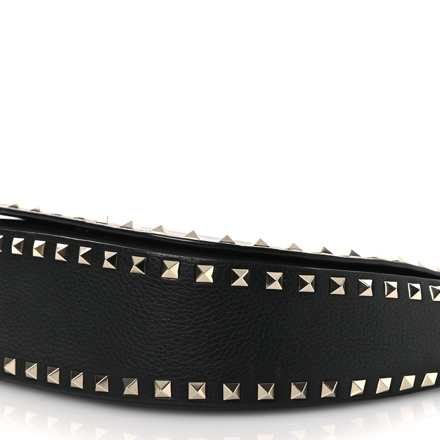 Grained Calfskin Rockstud Saddle Bag Black